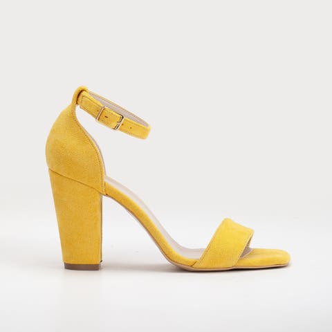 Womens fashion yellow high heel shoes