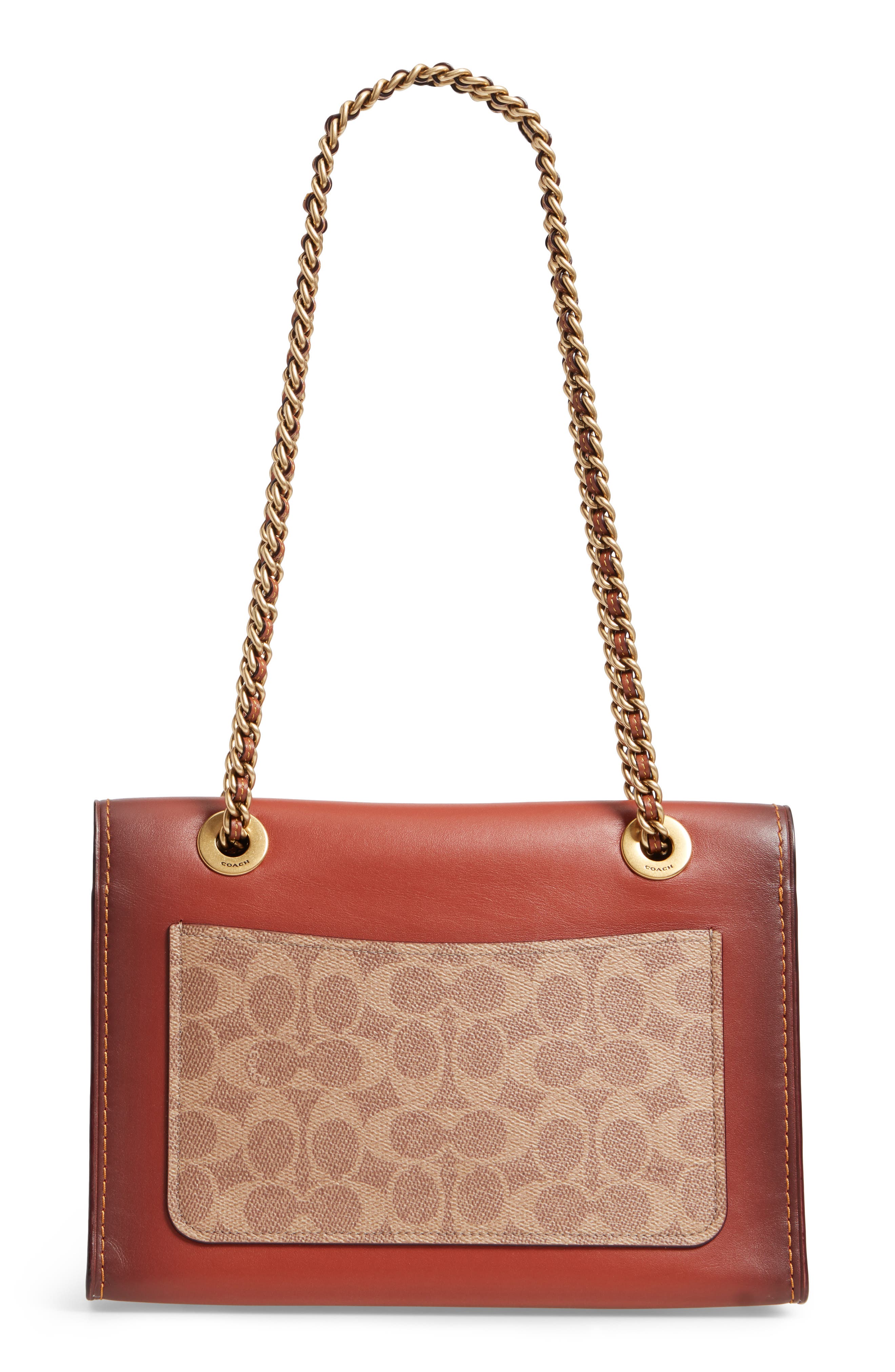 Parker Leather & Canvas Shoulder Bag, Alternate, color, RUST
