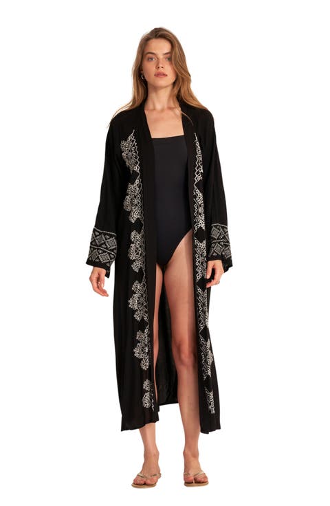 Embroidered Swim Cover Up Top