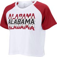ZOOZATZ Women's ZooZatz White Alabama Crimson Tide Colorblock Repeat Raglan Cropped T-Shirt