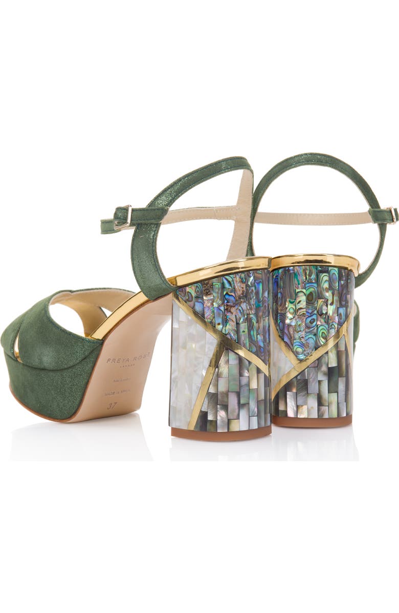 Freya Rose Zahra Verde Ankle Strap Pearl Heel Sandal, Alternate, color, Green