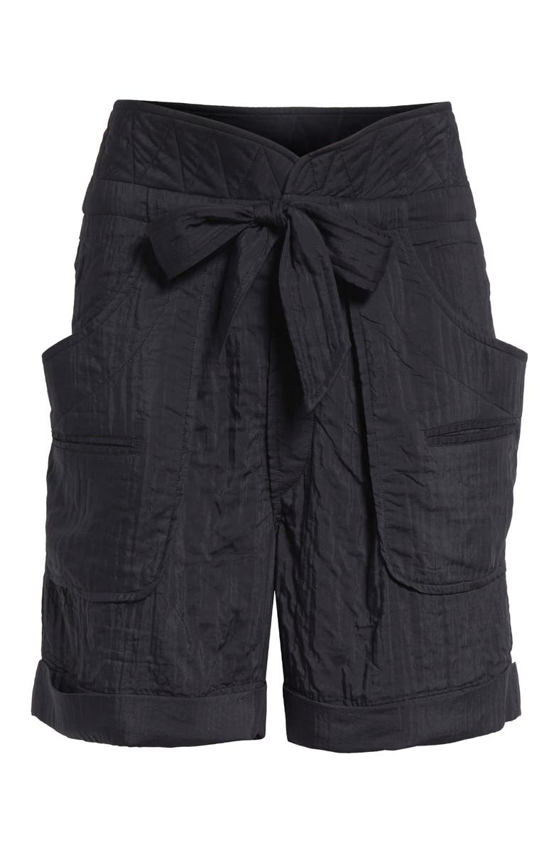Isabel Marant Étoile Sereni Waist Tie Cotton Shorts, Alternate, color, Black