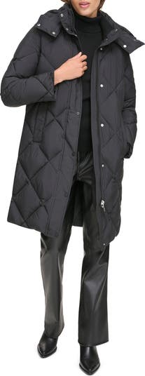 新作セール DKNY Diamond Quilted Coat ダウンジャケット DKNY Women's Hooded Diamond Quilted Coat - Macy's