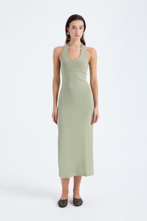 Orion Halter Cotton Midi Dress