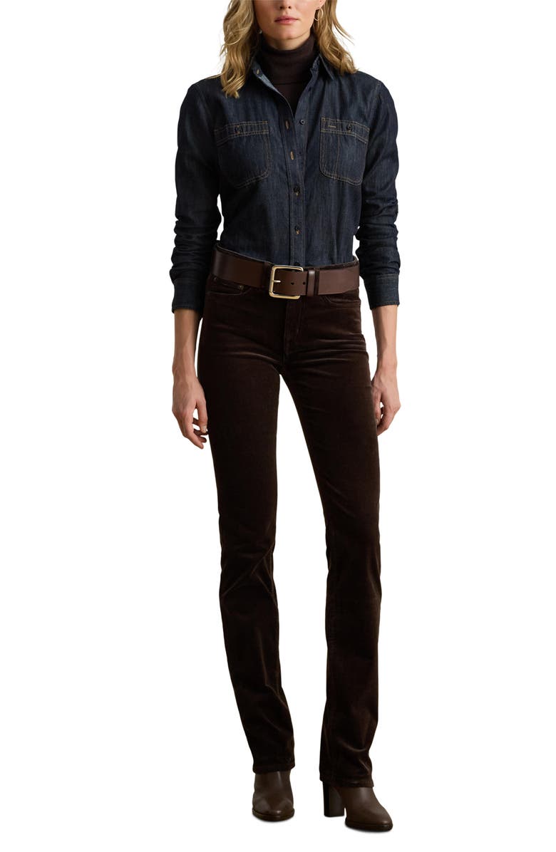 Lauren Ralph Lauren Stretch Corduroy Straight Leg Pants, Alternate, color, Circuit Brown