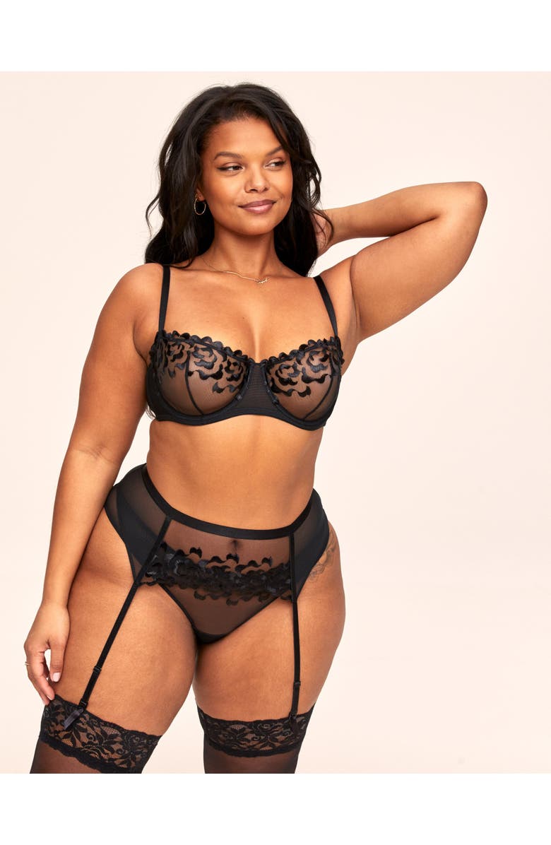 Adore Me Tiana Garter Belt Lingerie, Alternate, color, Black