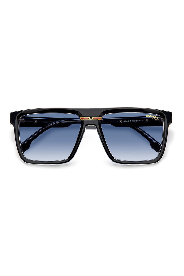 Victory 58mm Gradient Flat Top Sunglasses, Alternate, color, BLACK CRYSTAL/ BLUE SHADED