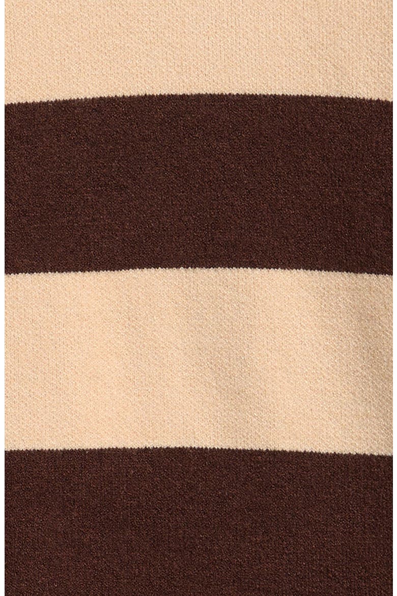 Kids' Stripe Johnny Collar Rugby Sweater, Alternate, color, DARK CHOCOLATE/ TAN