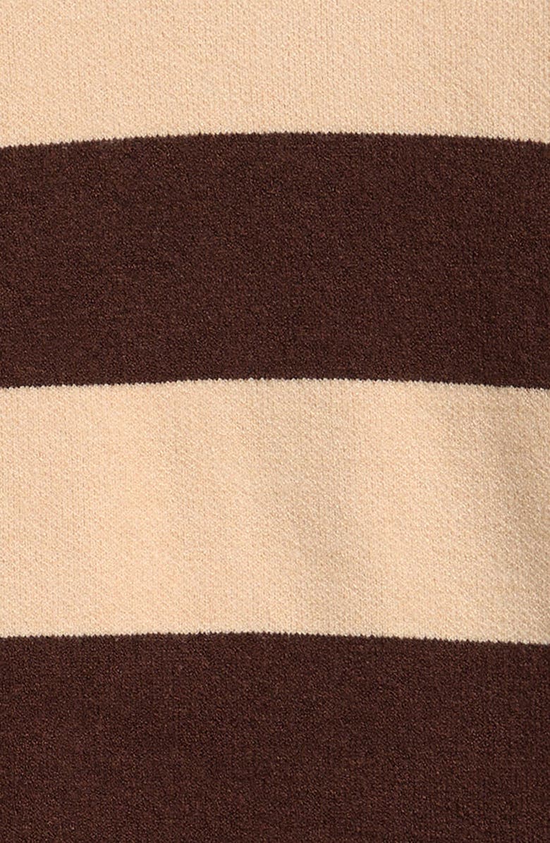 Freshman Kids' Stripe Johnny Collar Rugby Sweater, Alternate, color, Dark Chocolate/ Tan