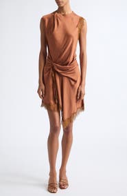 A.L.C. Dion Lace-Trimmed Satin Sleeveless Dress