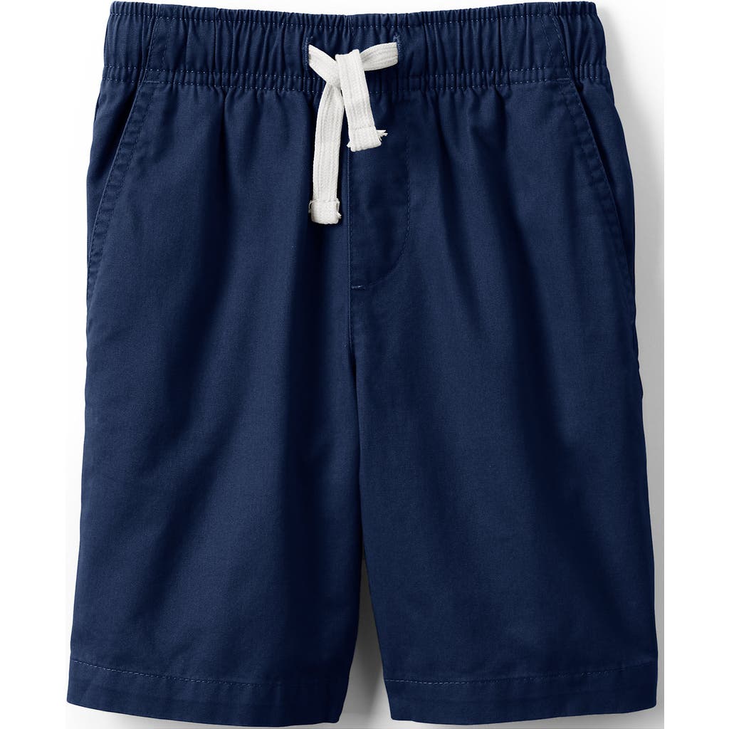 Lands' End Kids Pull On Chambray Elastic Waist Shorts In Deep Sea Navy