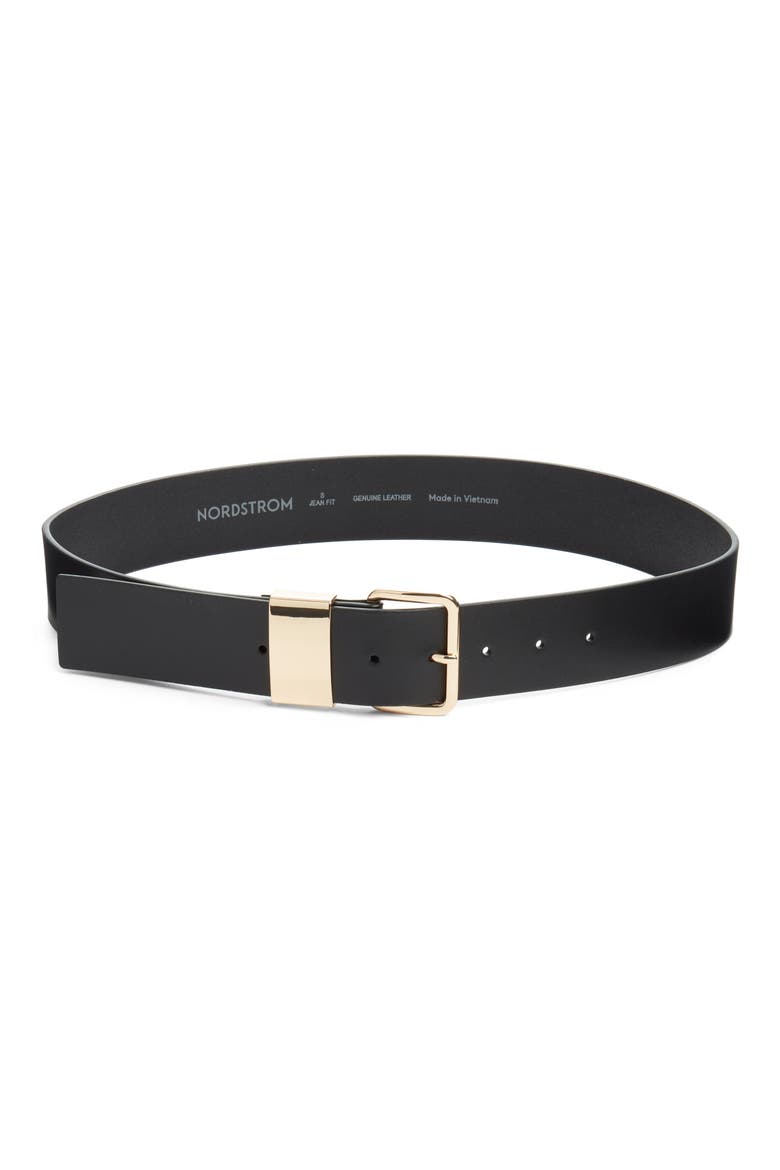 Leilani Leather Belt, Main, color, BLACK