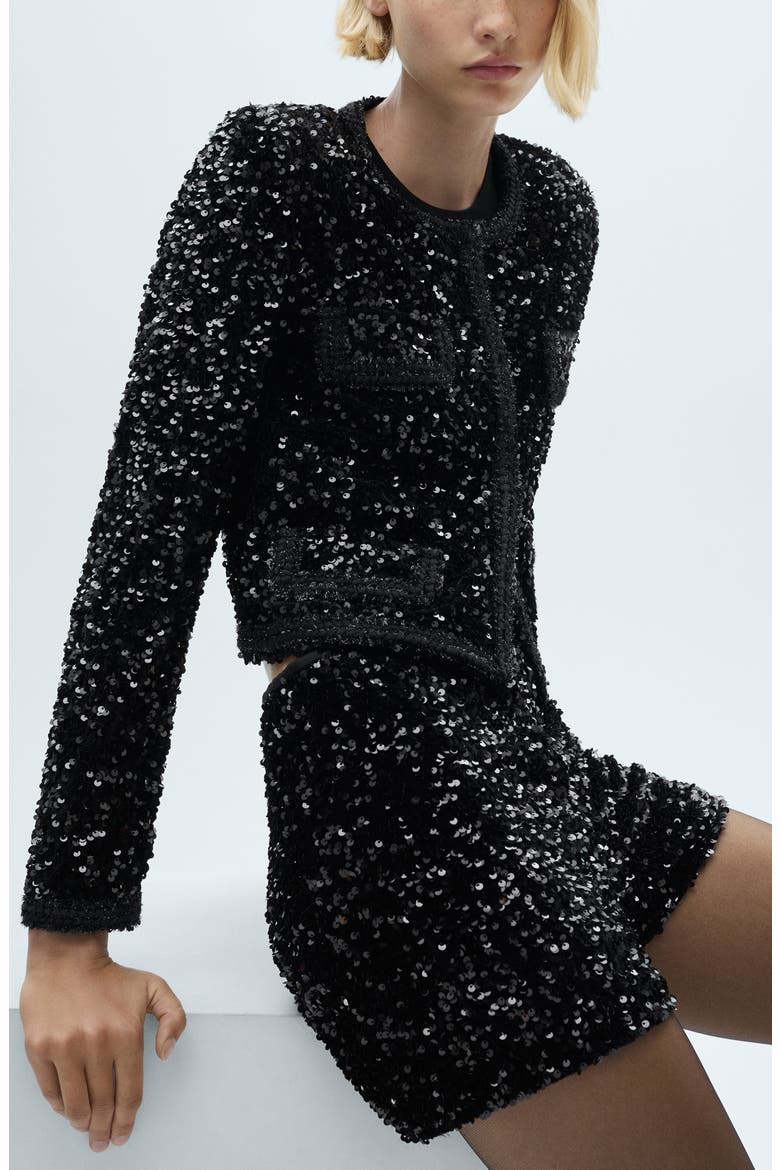 Xturner Sequin Shorts, Alternate, color, BLACK