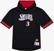 Mitchell & Ness Men's Mitchell & Ness Allen Iverson Black Philadelphia 76ers Mesh Name & Number Short Sleeve Hoodie