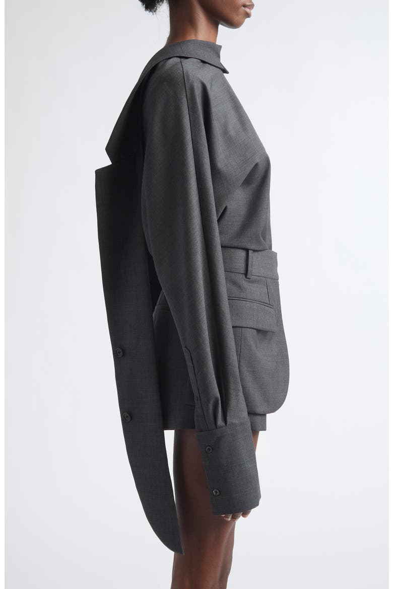 Wool Blend Tie Back Top, Alternate, color, DARK CHARCOAL