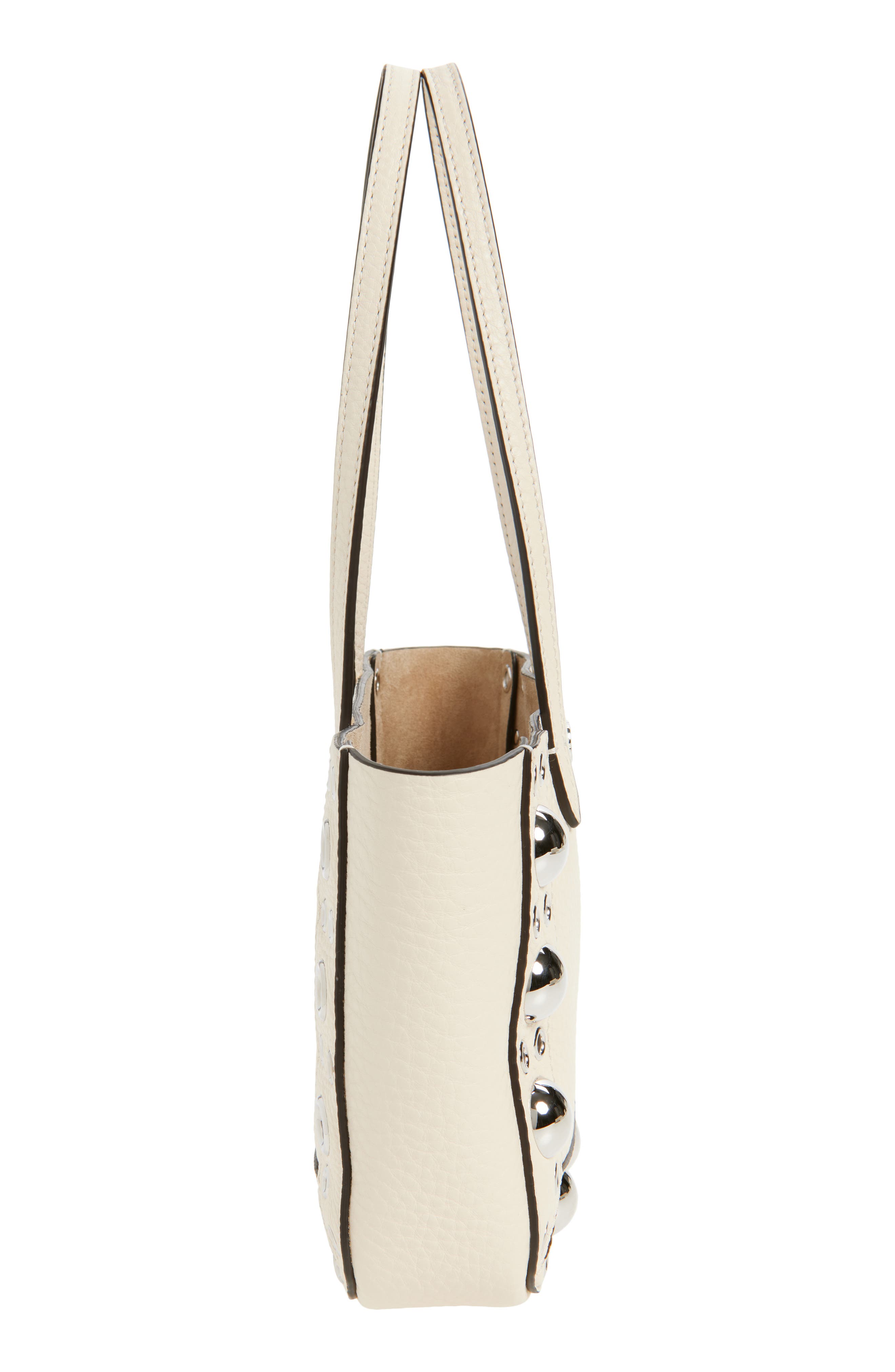 Valentino Garavani Mini Nellcôte Grommet Leather Tote, Alternate, color, Light Ivory