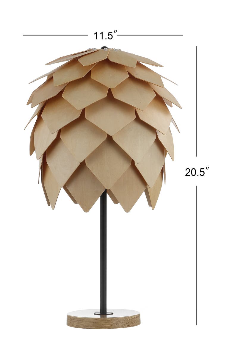 JONATHAN Y Simon 20.5" Pinecone Wood/Metal LED Table Lamp, Natural/Black, Alternate, color, Natural/Black