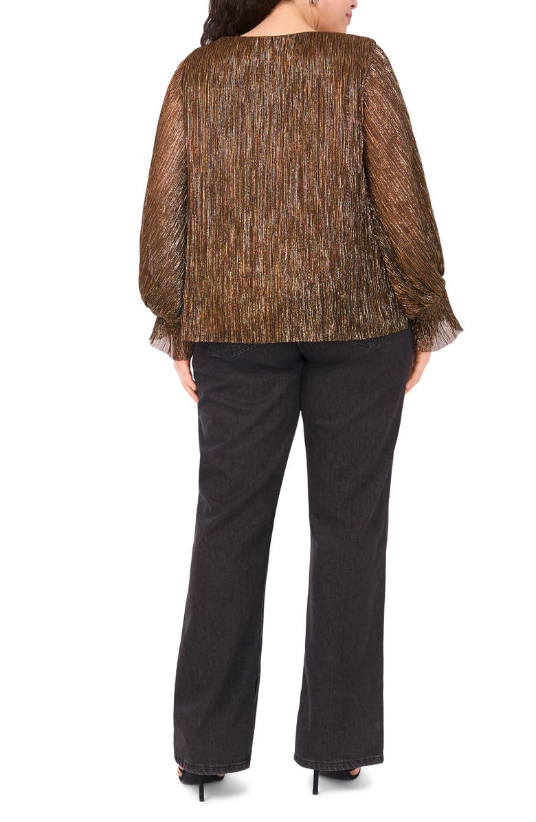 Vince Camuto Metallic V-Neck Top, Alternate, color, Foxtrot