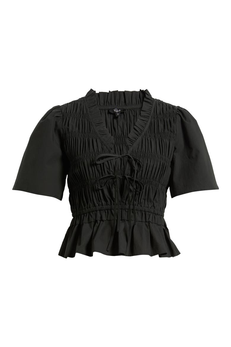 Portia Shirred Cotton Top, Alternate, color, BLACK