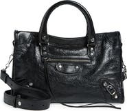 Balenciaga Small Le City Crinkle Leather Top Handle Bag