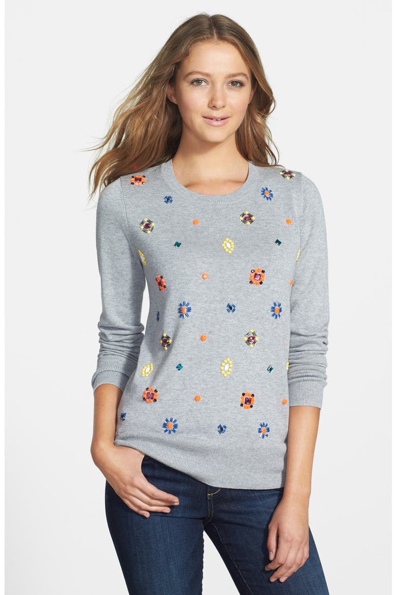 Crewneck Sweater, Main, color, GREY MULTI GEM PATTERN