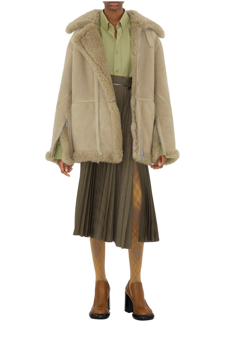 Shearling Aviator Jacket, Main, color, Field