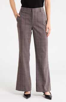 High Waist Plaid Bootcut Trousers