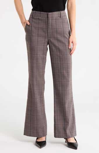 High Waist Plaid Bootcut Trousers