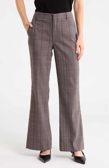 High Waist Plaid Bootcut Trousers