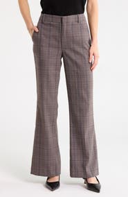 Current/Elliott High Waist Plaid Bootcut Trousers