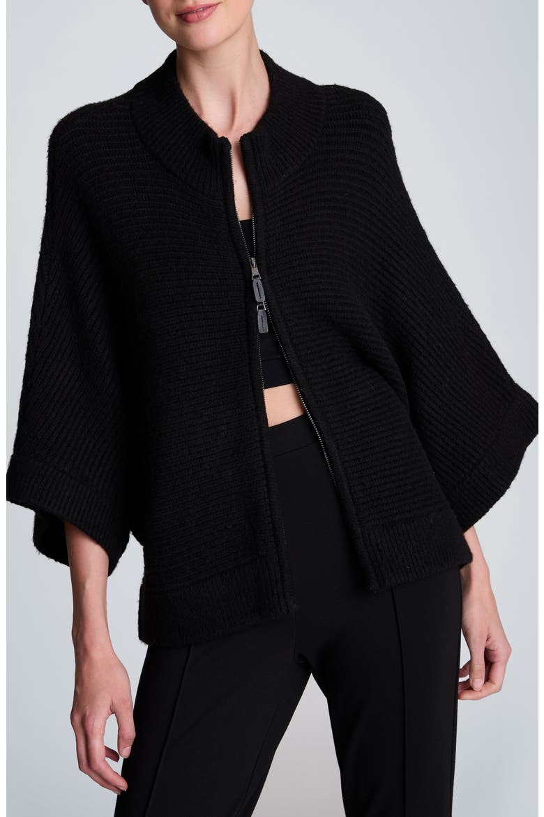Dolman Sleeve Zip Cardigan, Main, color, BLACK