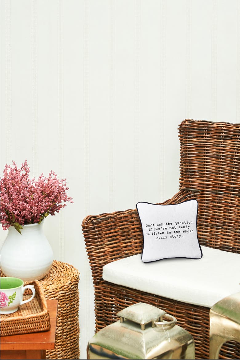 Funny Story Typewriter Font Mini Accent Pillow 10" x 10", Alternate, color, White