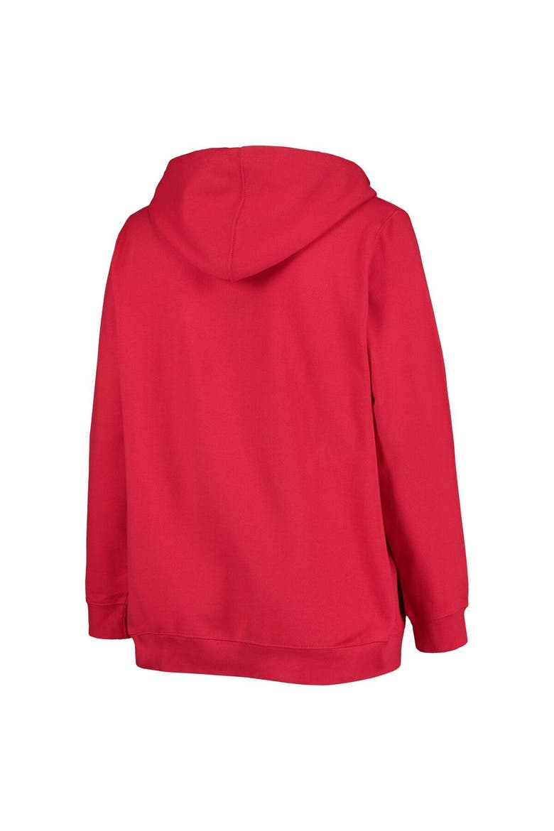 Women's Scarlet Ohio State Buckeyes Plus Size Notch Neck Team Pullover Hoodie, Alternate, color, Scarlet