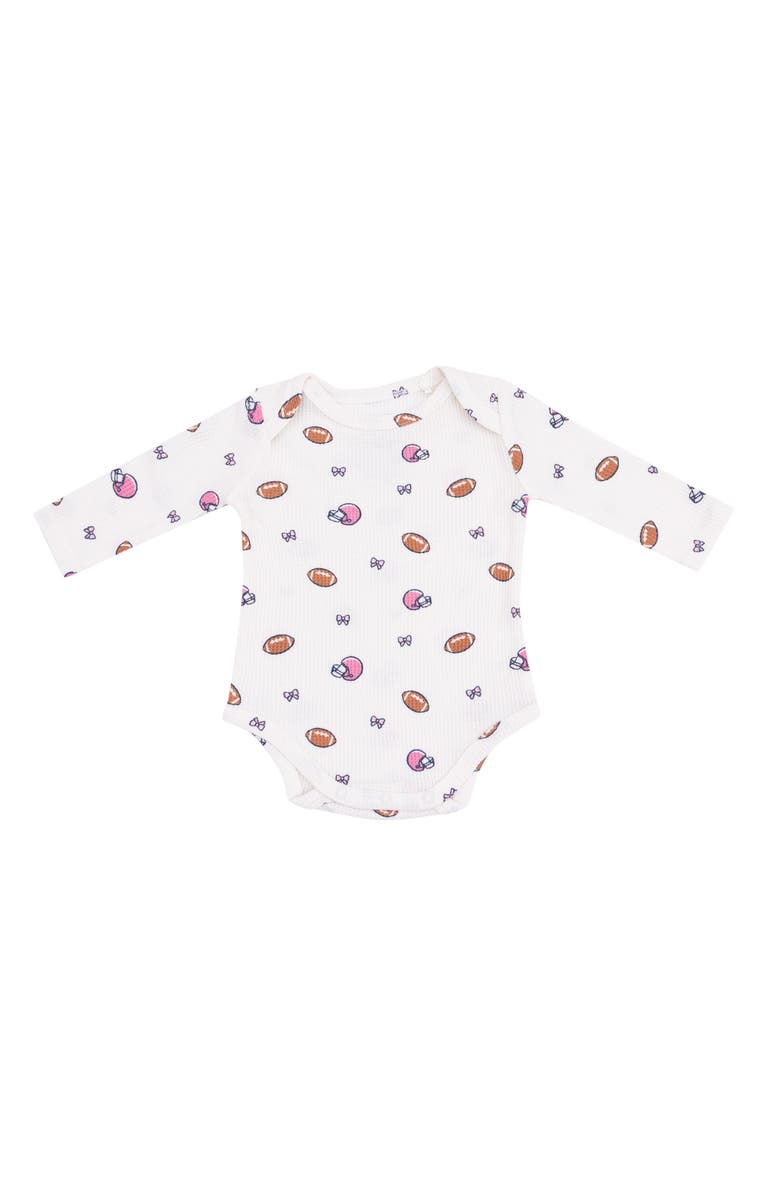 Angel Dear Footballs and Bows Bodysuit, Main, color, White