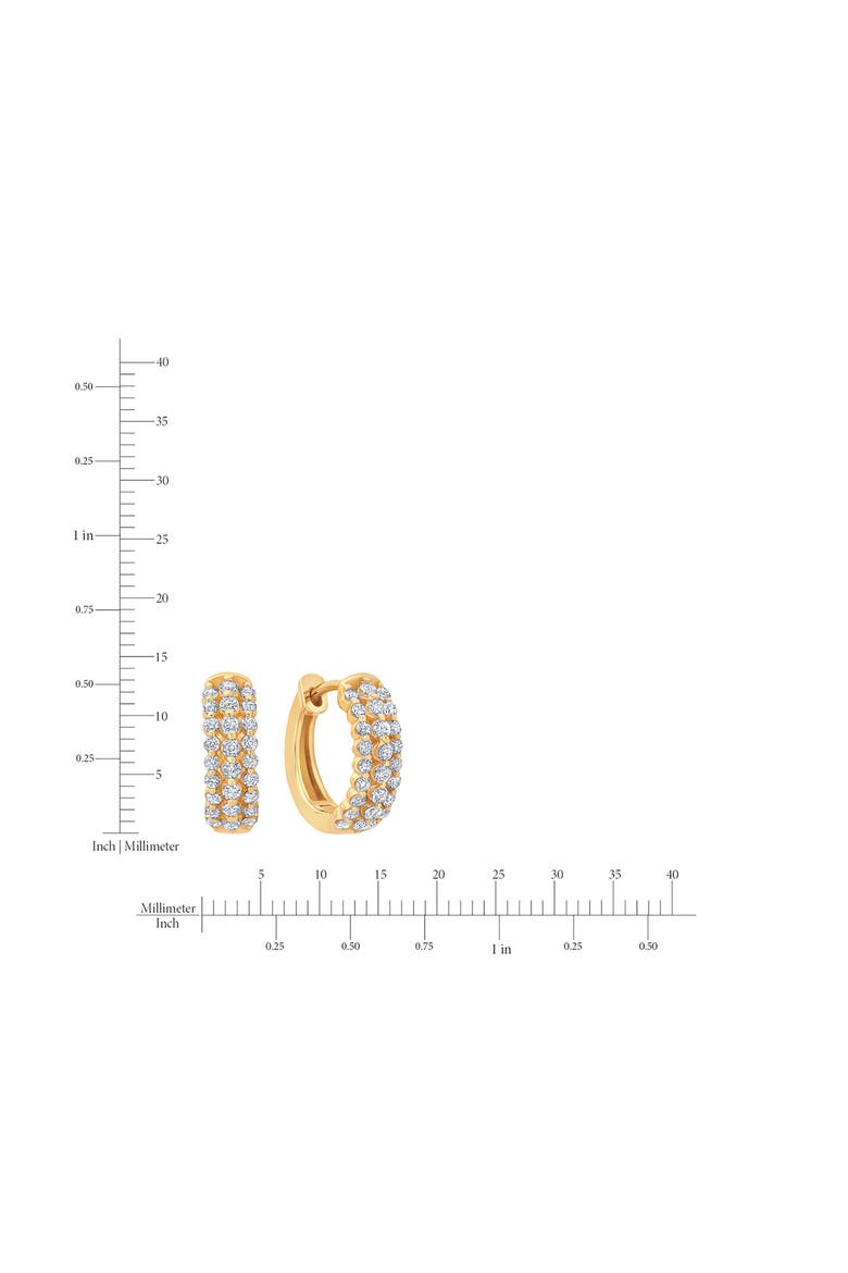 Triple Row Huggie Hoop Earrings, Alternate, color, 18KYG/ CLEAR STONE