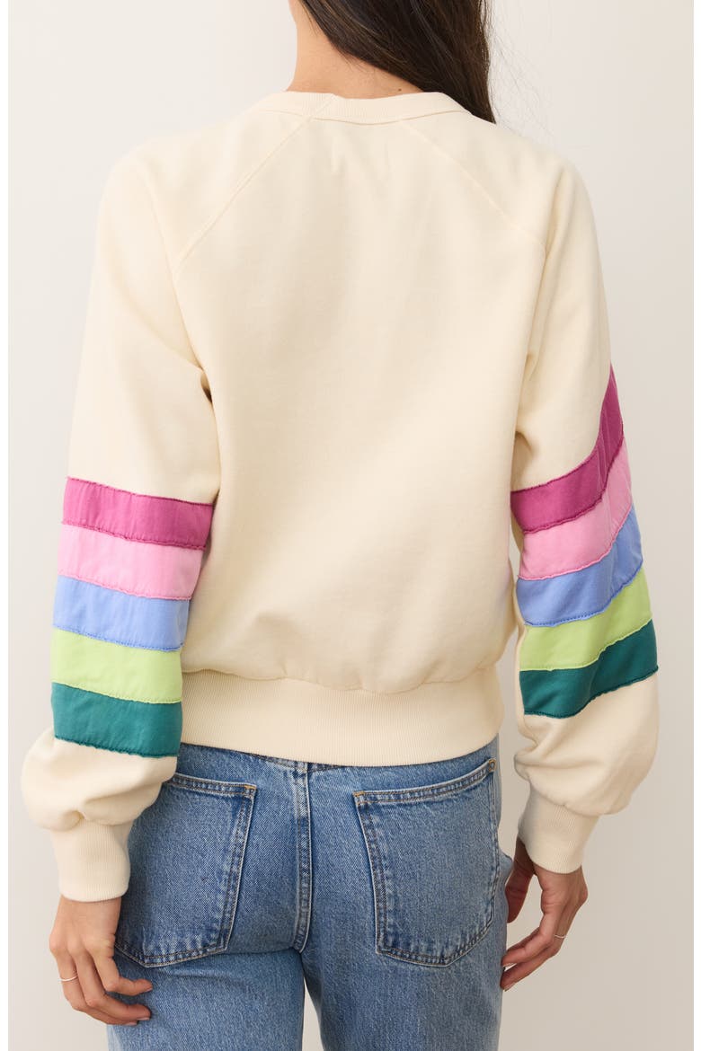 Stripe Appliqué Cloud 9 Fleece Sweatshirt, Alternate, color, COOL WAVE