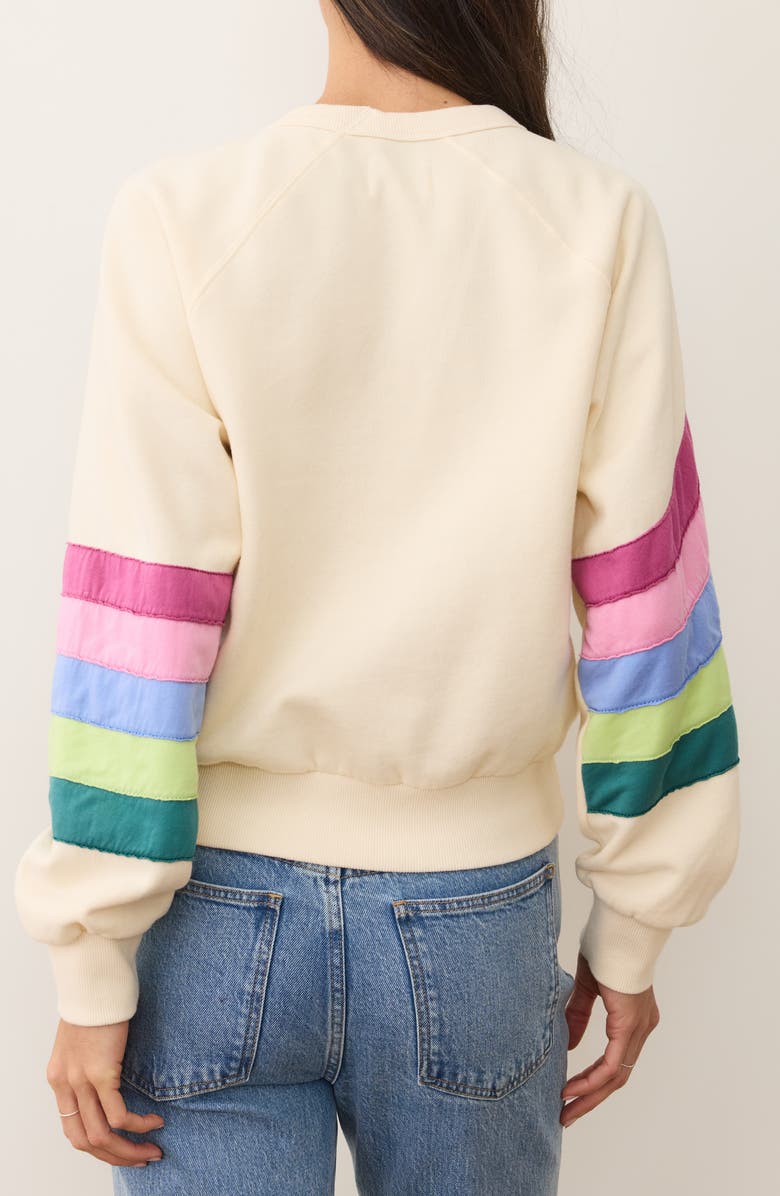 Marine Layer Stripe Appliqué Cloud 9 Fleece Sweatshirt, Alternate, color, Cool Wave