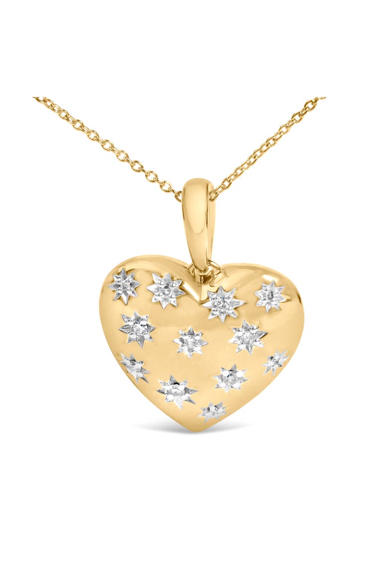 Gold Vermeil 1/10 Cttw Diamond Bold Heart Pendant Necklace, Alternate, color, Silver