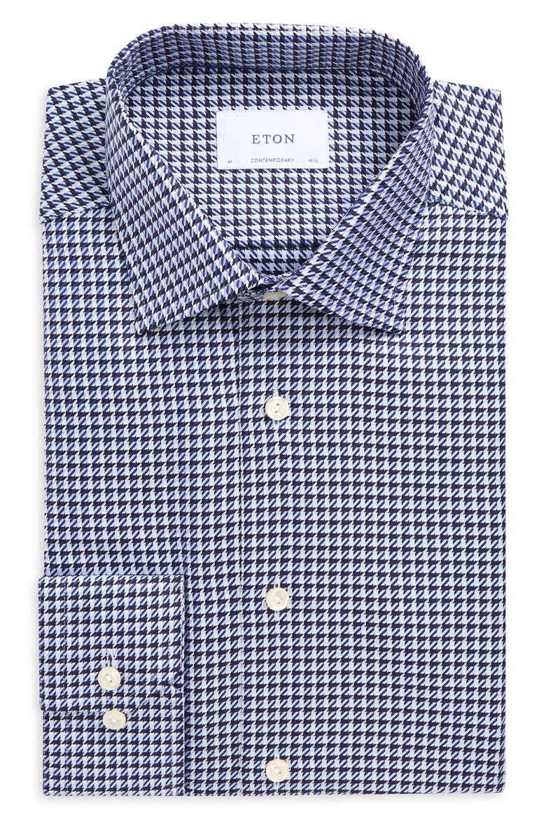 Contemporary Fit Check Cotton Twill Shirt, Alternate, color, MEDIUM BLUE