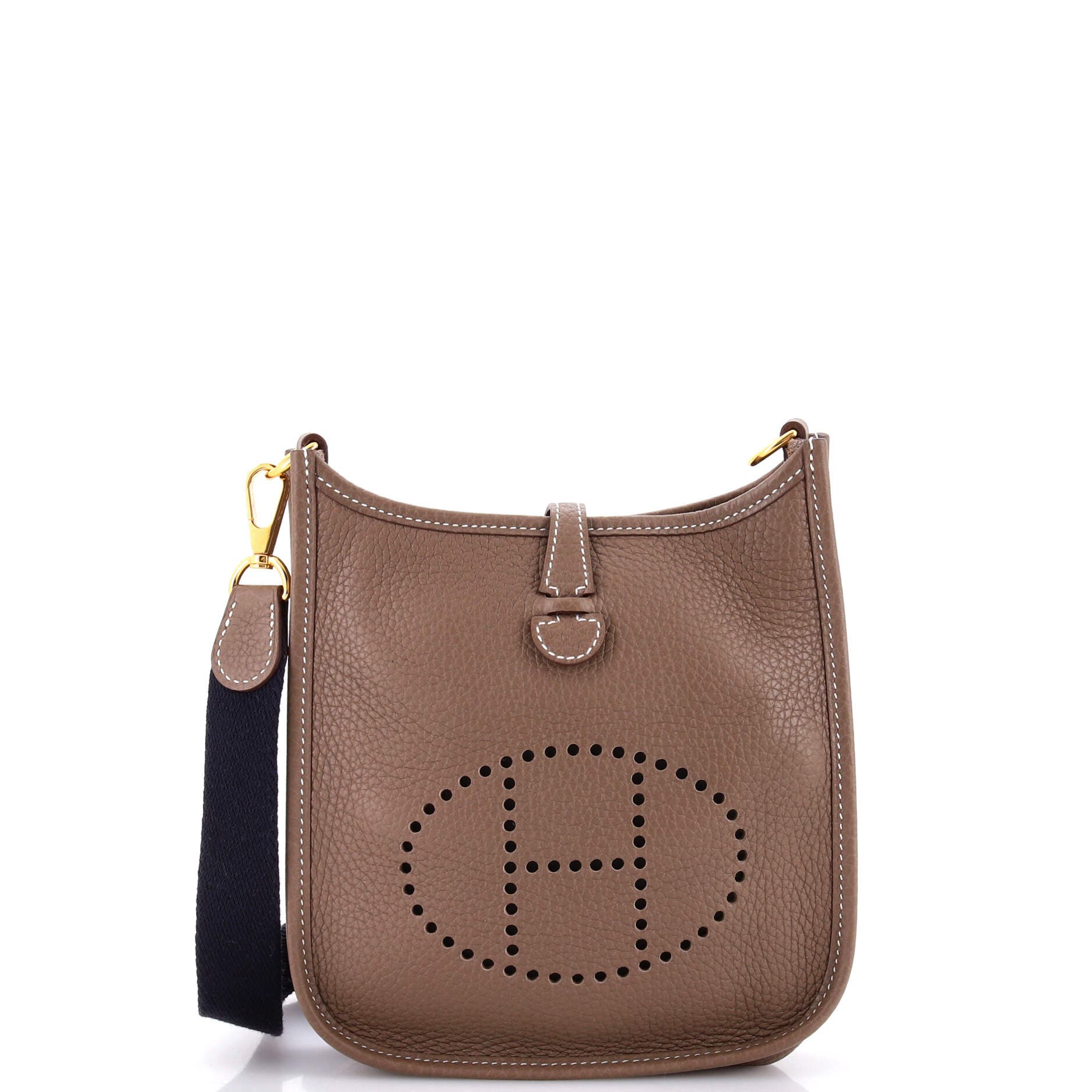 Pre-Owned Hermes Long Strap Evelyne Bag Clemence TPM, Main, color, Etoupe