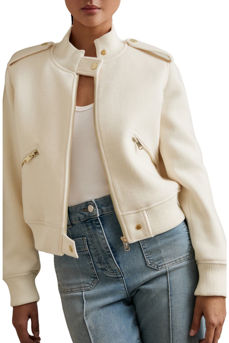 Cleo Bomber Jacket, Main, color, CREAM