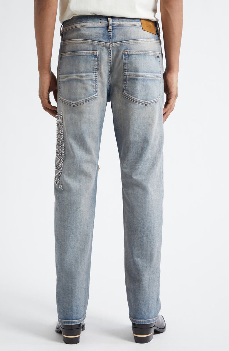 AMIRI Snake Stud Slim Jeans, Alternate, color, Antique Indigo