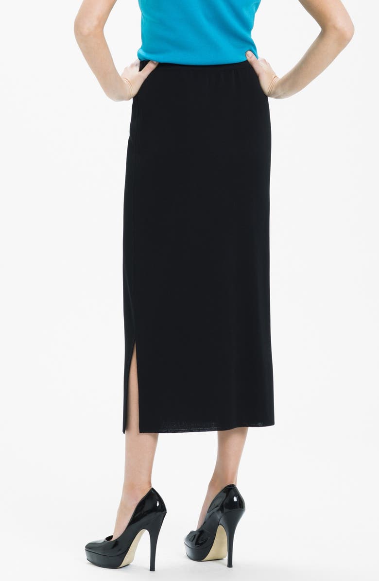 Ming Wang Side Slit Knit Midi Skirt, Alternate, color, Black