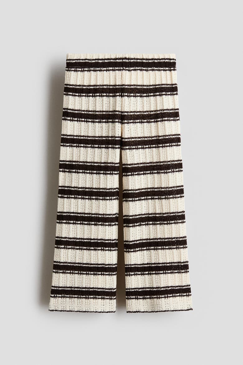 Wide Textured-knit Trousers, Alternate, color, White/striped