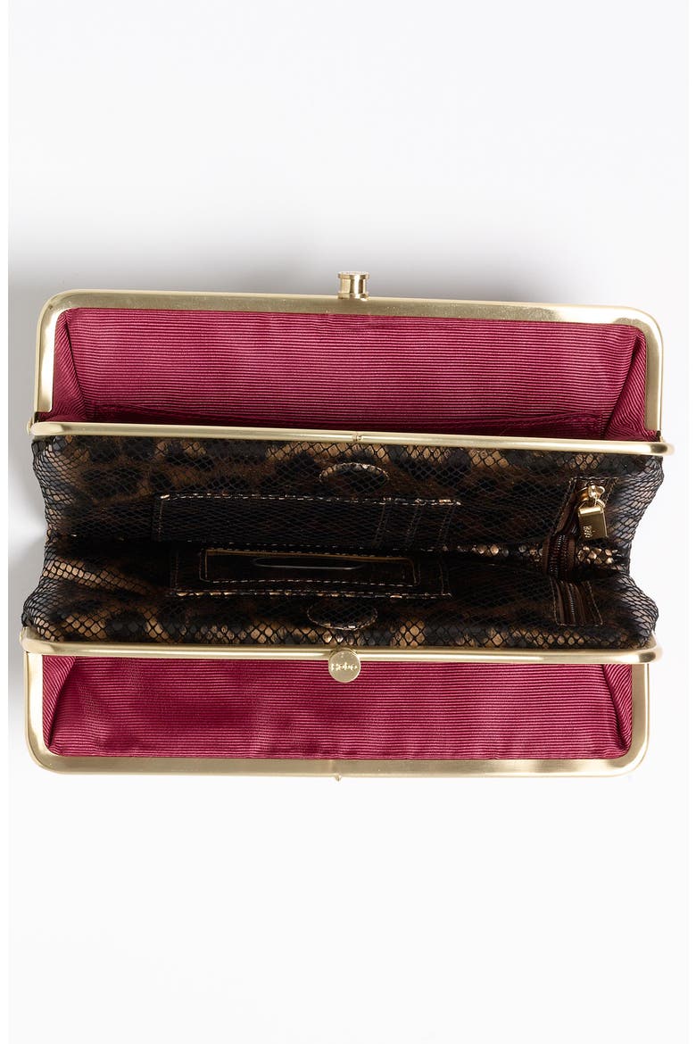 'Leopard Lauren' Double Frame Clutch, Alternate, color, METALLIC LEOPARD