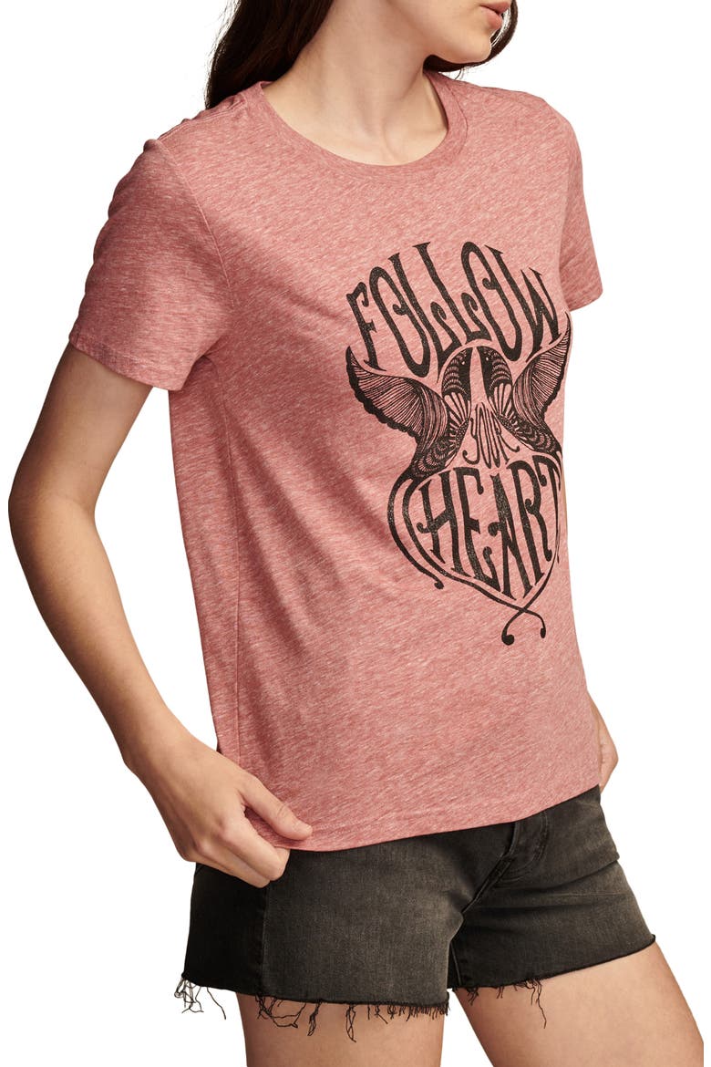 Follow Your Heart Graphic T-Shirt, Alternate, color, 6230 BRICK RED