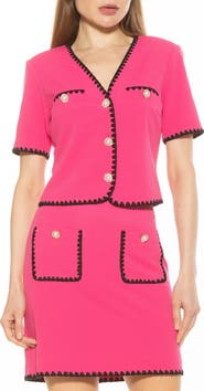 Alexia Admor Willa Embroidered Short Sleeve Jacket
