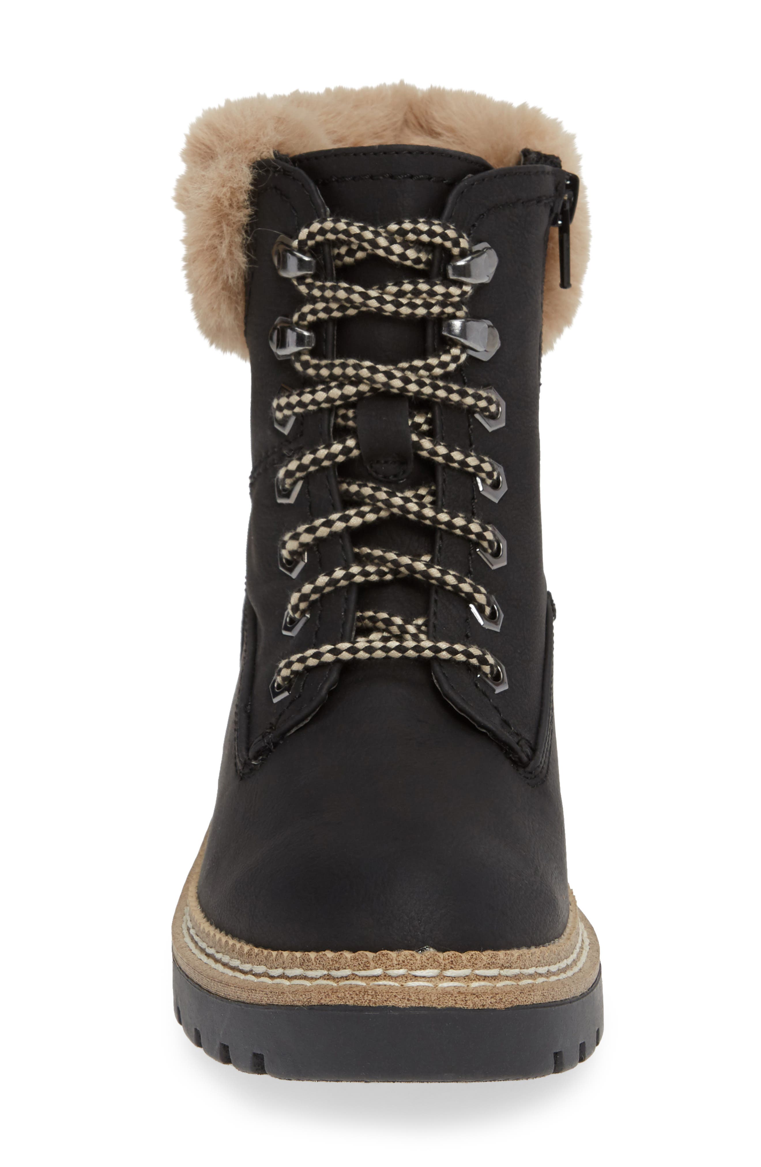 Steve Madden Alaska Lace-Up Bootie with Faux Fur Cuff, Alternate, color, 