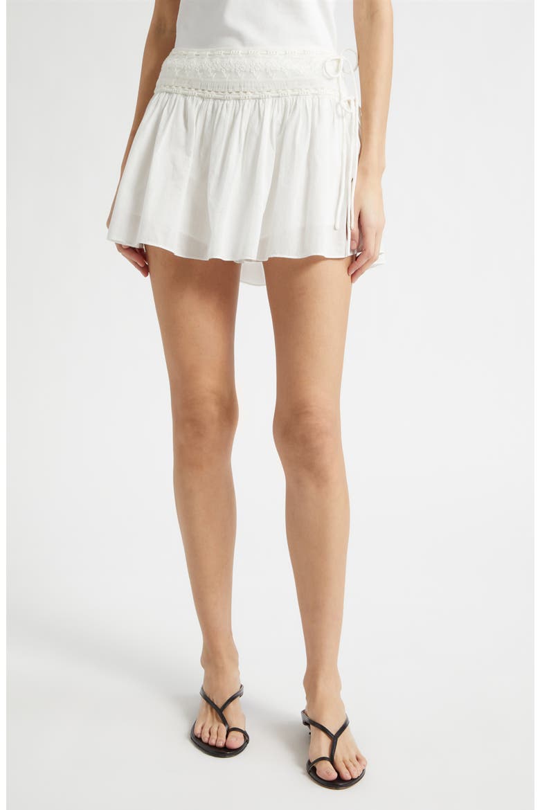 Danielle Mid Rise Lace Trim Miniskort, Main, color, VINTAGE WHITE