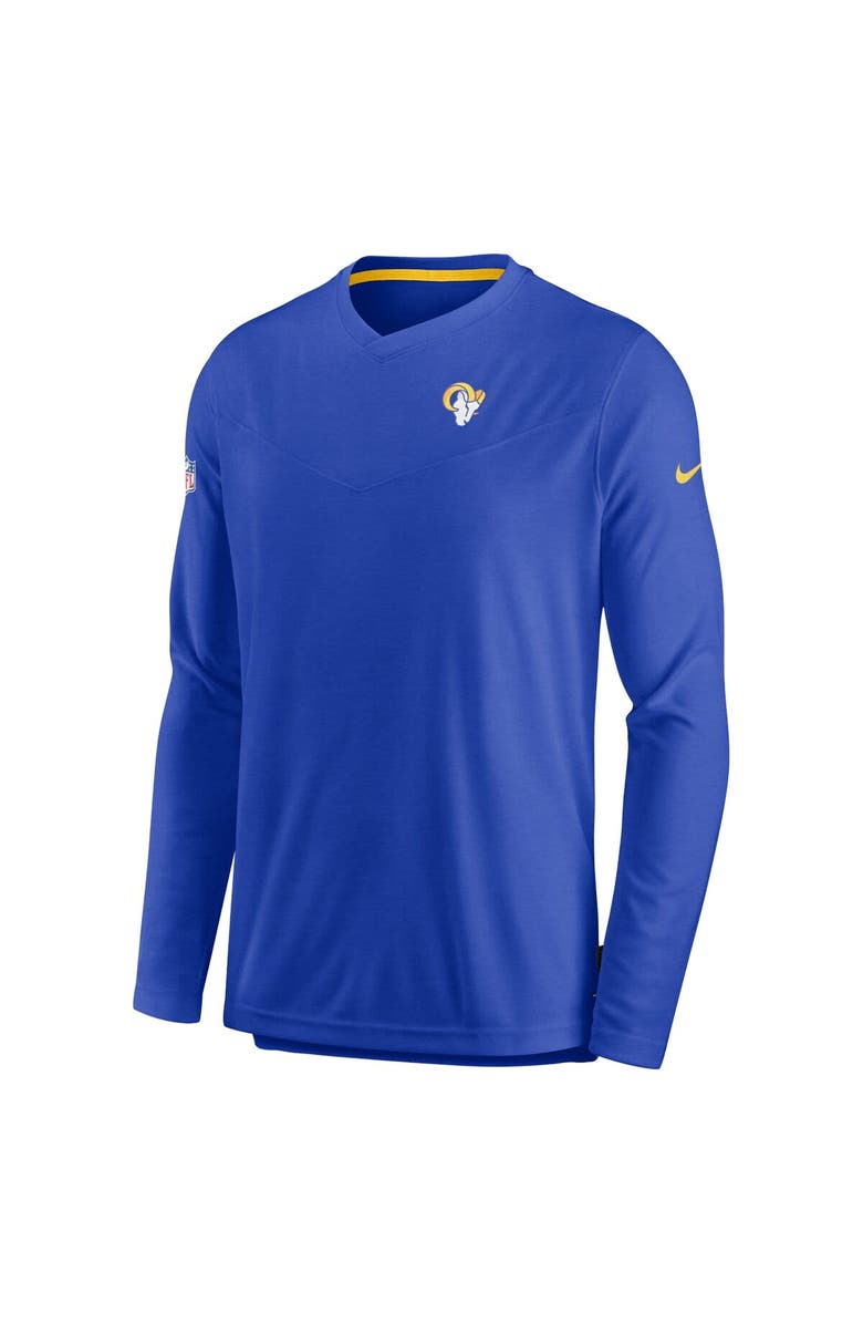 Nike Men's Nike Royal Los Angeles Rams Sideline Coach Chevron Lock Up Long Sleeve V-Neck Performance T-Shirt, Alternate, color, Royal